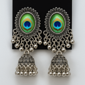 Gift Peacock Feather Jhumka Earrings