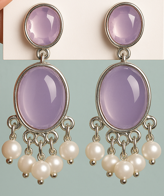 Lavender Pearl Drop Earrings