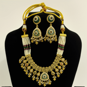 royal kundan & pearl choker necklace set with earrings