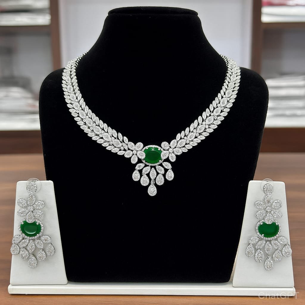 emerald elegance diamond necklace set