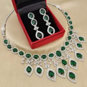 white crystal bridal necklace set