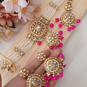 royal kundan & green beaded bridal jewellery set